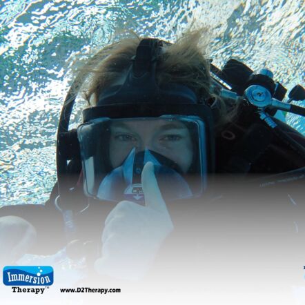 Photo of Georgia scuba diving,www.D2Therapy.com and logo with blue waves and text Immersion Therapy