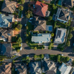 aerial view of a suburb showing high density housing