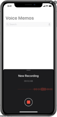 Apple Voice memo app in process of recording
