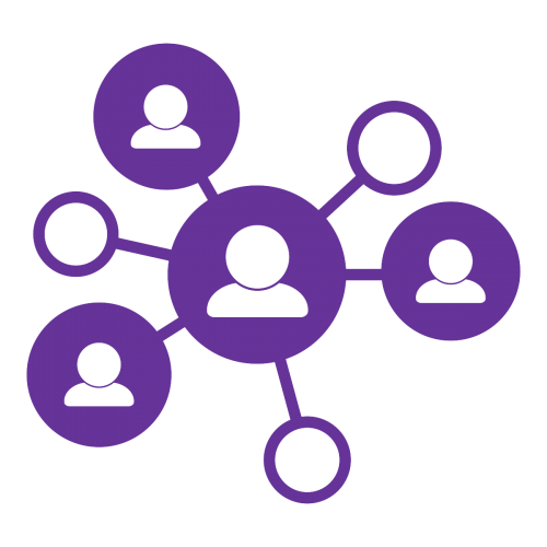 Icon of people in a web of connection Icon of people connected